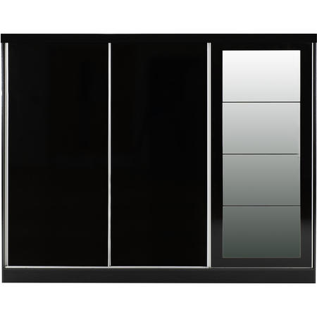 Nevada Black Gloss 3 Door Sliding Wardrobe-Seconique