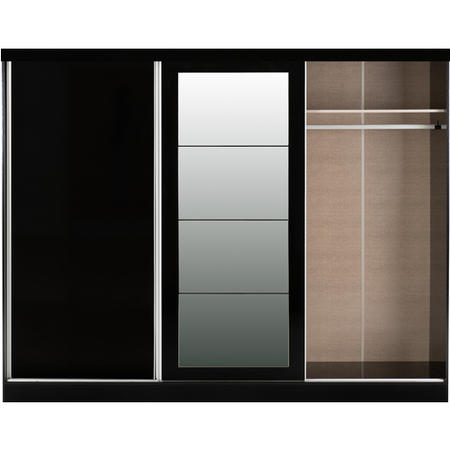 Nevada Black Gloss 3 Door Sliding Wardrobe-Seconique