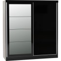 100-101-180 Nevada Black Gloss 2 Door Sliding Wardrobe-Seconique