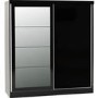 Nevada Black Gloss 2 Door Sliding Wardrobe-Seconique