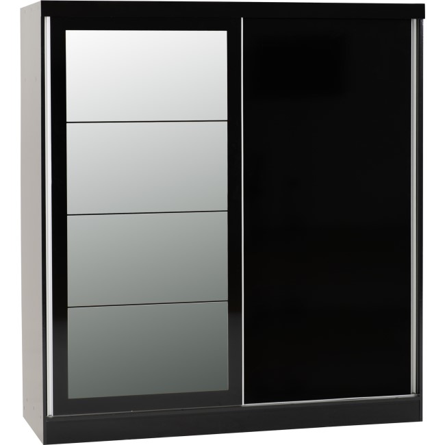 Nevada Black Gloss 2 Door Sliding Wardrobe-Seconique