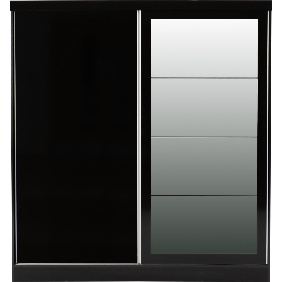 Nevada Black Gloss 2 Door Sliding Wardrobe-Seconique