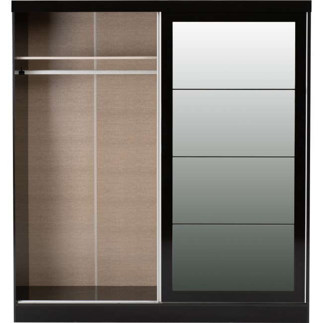 Nevada Black Gloss 2 Door Sliding Wardrobe-Seconique