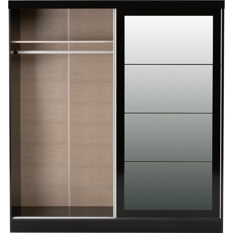 Nevada Black Gloss 2 Door Sliding Wardrobe-Seconique