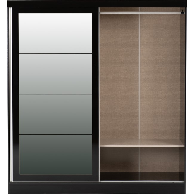 Nevada Black Gloss 2 Door Sliding Wardrobe-Seconique