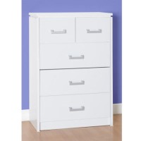 Seconique Charles 3+2 Drawer Chest of Drawers in White