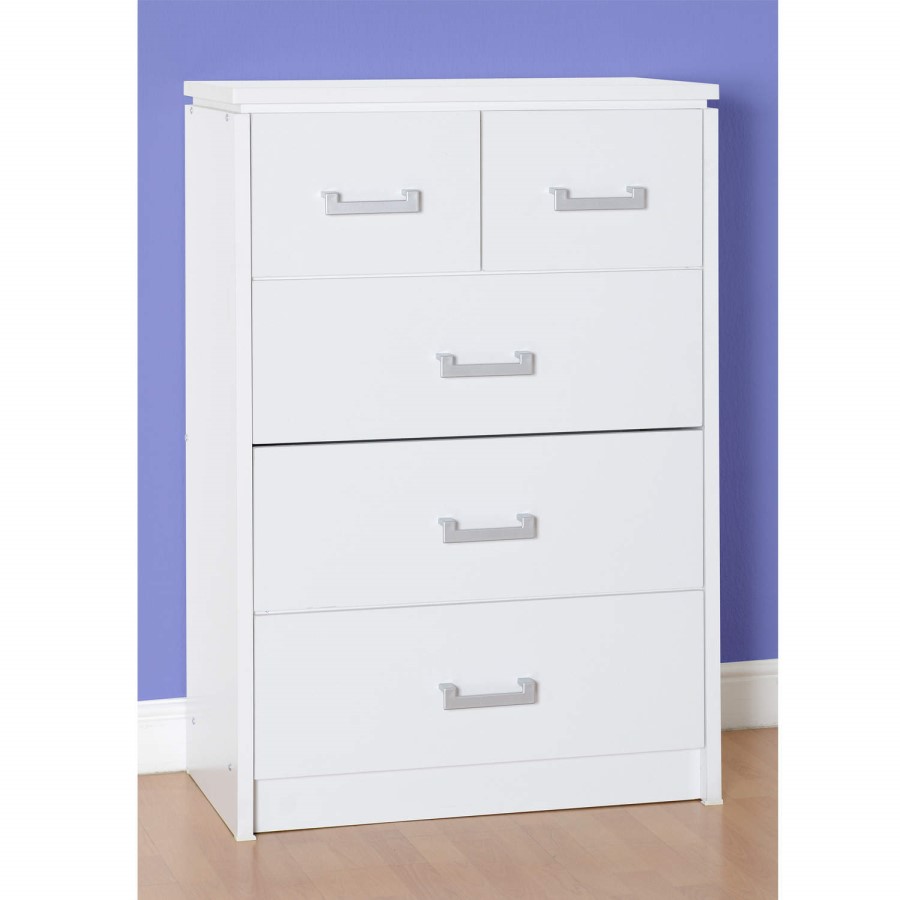 Seconique Charles 3+2 Drawer Chest of Drawers in White