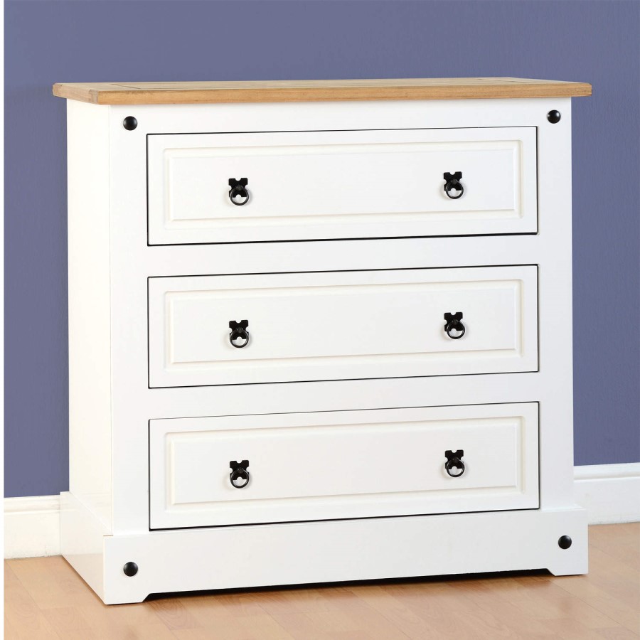 Seconique Corona White 3 Drawer Chest