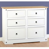 GRADE A3 - Seconique Corona White 6 Drawer Chest of Drawers