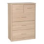 Seconique Lisbon Oak Effect 3+2 Drawer Chest