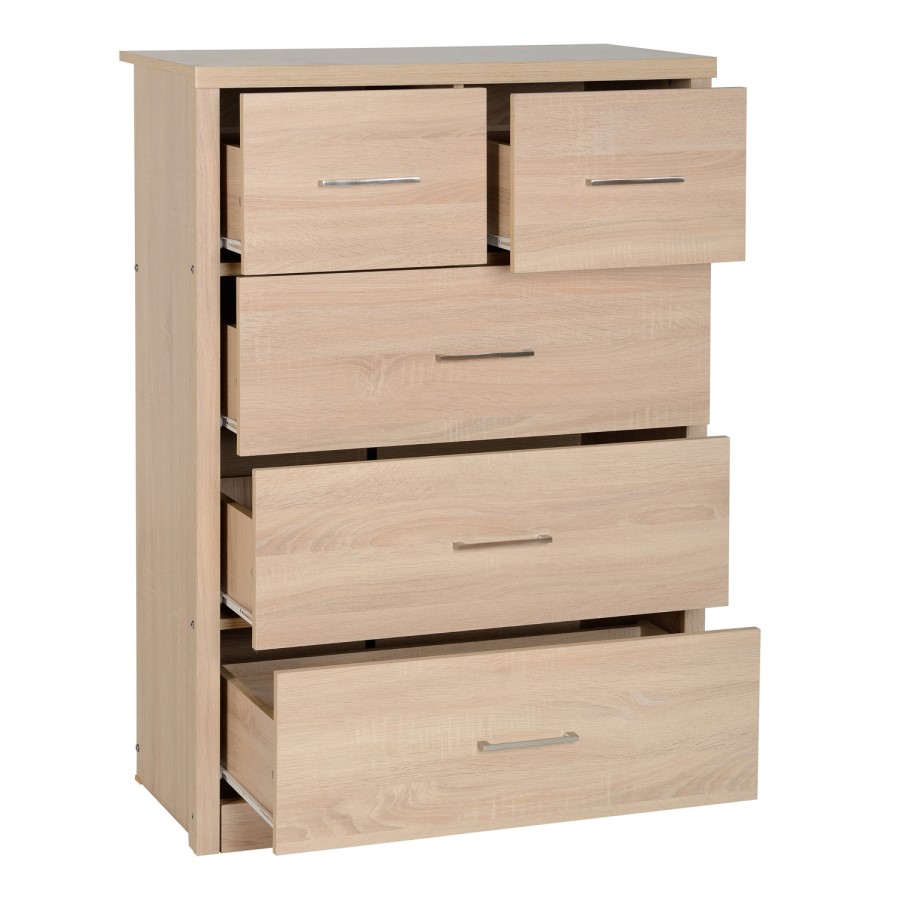 Seconique Lisbon Oak Effect 3+2 Drawer Chest