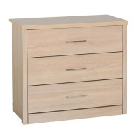 Seconique Lisbon Oak Effect 3 Drawer Chest