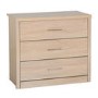 Seconique Lisbon Oak Effect 3 Drawer Chest