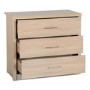 Seconique Lisbon Oak Effect 3 Drawer Chest