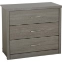 100-102-068 Black Rustic Oak Chest of 3 Drawers - Lisbon - Seconique