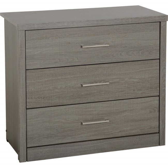 GRADE A1 - Seconique Lisbon 3 Drawer Chest of Drawer in Black Wood Grain