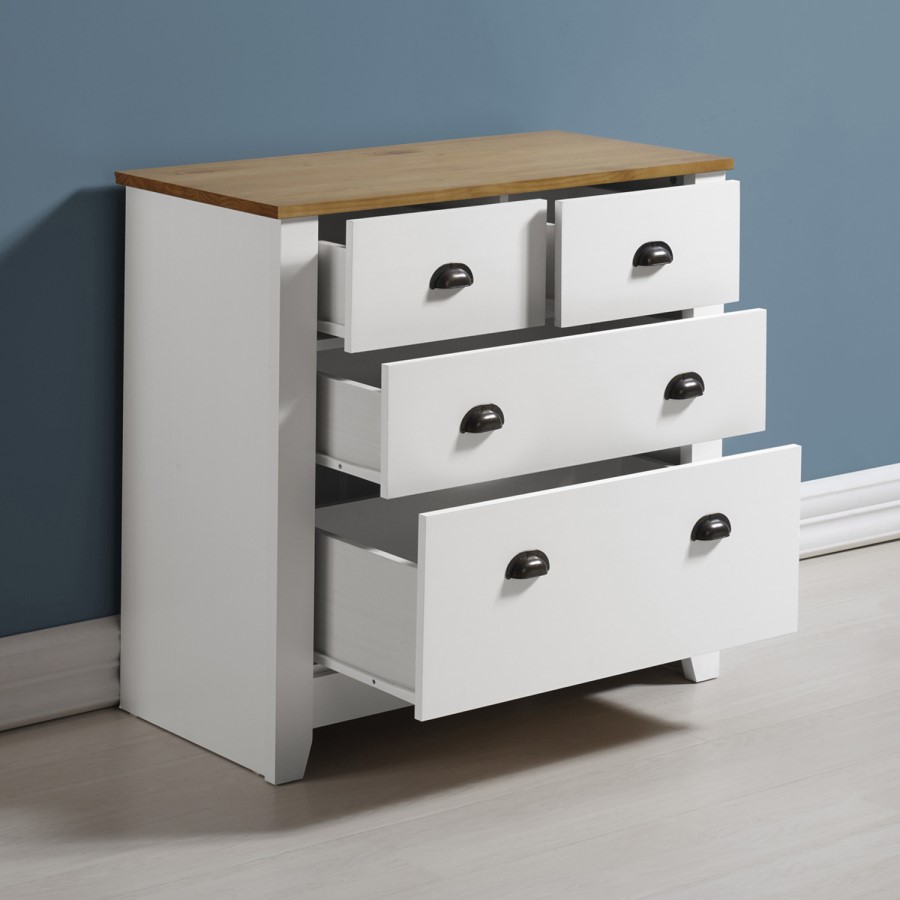 Seconique 100-102-076 Seconique Ludlow 2+2 Chest of Drawers in White and Oak