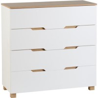 Seconique Portsmouth 4 Drawer Chest in White and Oak