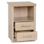 Oak Effect Bedside Table with 2 Drawers and 1 Shelf - Lisbon - Seconique