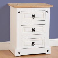 GRADE A2 - Seconique Corona White 3 Drawer Bedside Table
