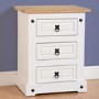 GRADE A2 - Seconique Corona White 3 Drawer Bedside Table