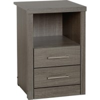 Seconique Lisbon Bedside Table in Black Wood Grain