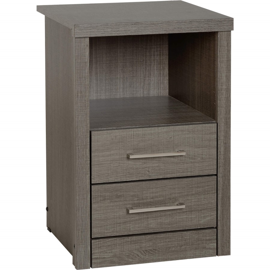 Seconique Lisbon Bedside Table in Black Wood Grain