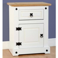 GRADE A1 - Seconique Corona White Bedside Cabinet with 1 Drawer and Door