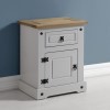 Bedside Table in Grey and Pine with 1 Drawer and 1 Door - Seconique