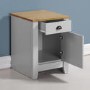 GRADE A1 - Seconique Ludlow Bedside Table in Grey and Oak