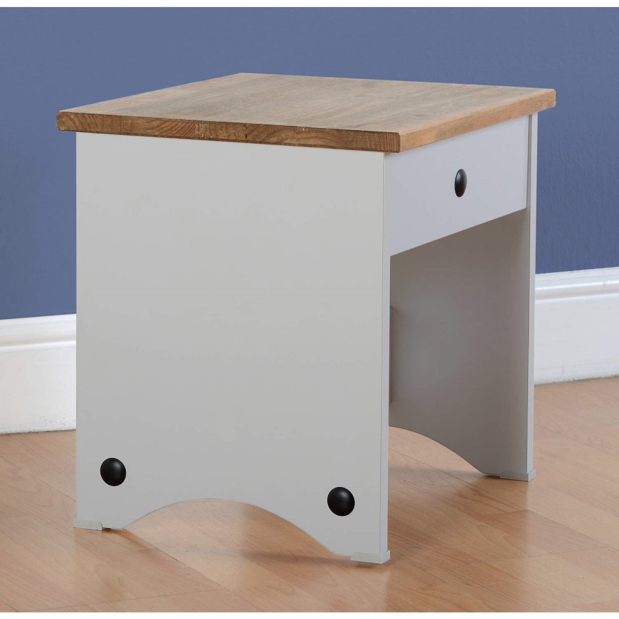 Seconique Corona Dressing Table Stool in Grey/Distressed Waxed Pine