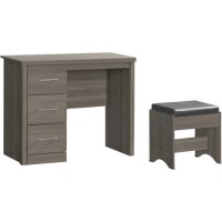 GRADE A1 - Seconique Lisbon 3 Drawer Dressing Table Set in Black Wood Grain
