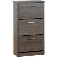 Seconique Lisbon Shoe Cabinet in Black Wood Grain