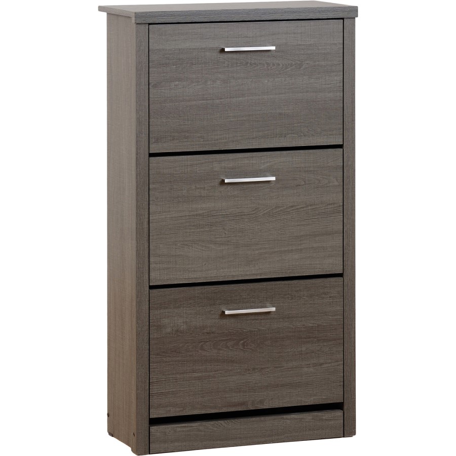 Seconique Lisbon Shoe Cabinet in Black Wood Grain