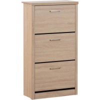 Seconique Lisbon Shoe Cabinet in Light Oak Effect 