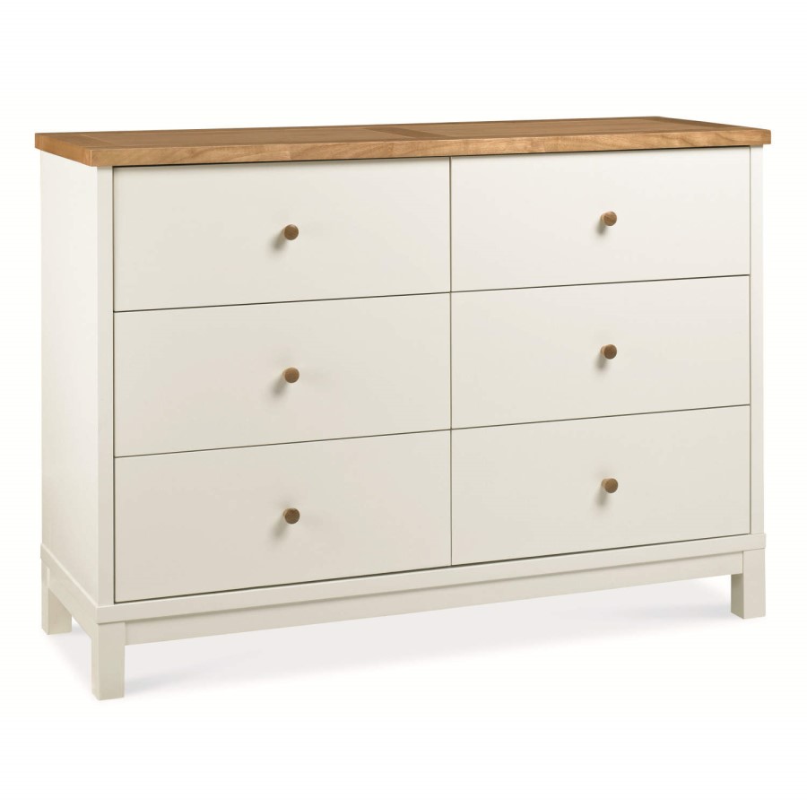GRADE A1 - Bentley Designs Atlanta 6 Drawer Wide Chest In White and Oak 