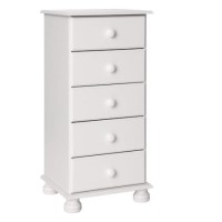 Copenhagen 5 Drawer  Narrow Chest In White