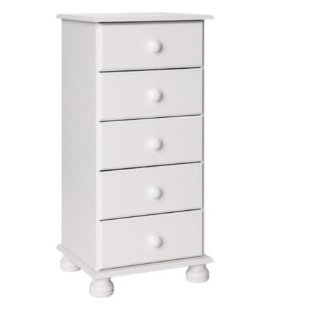 Copenhagen 5 Drawer  Narrow Chest In White