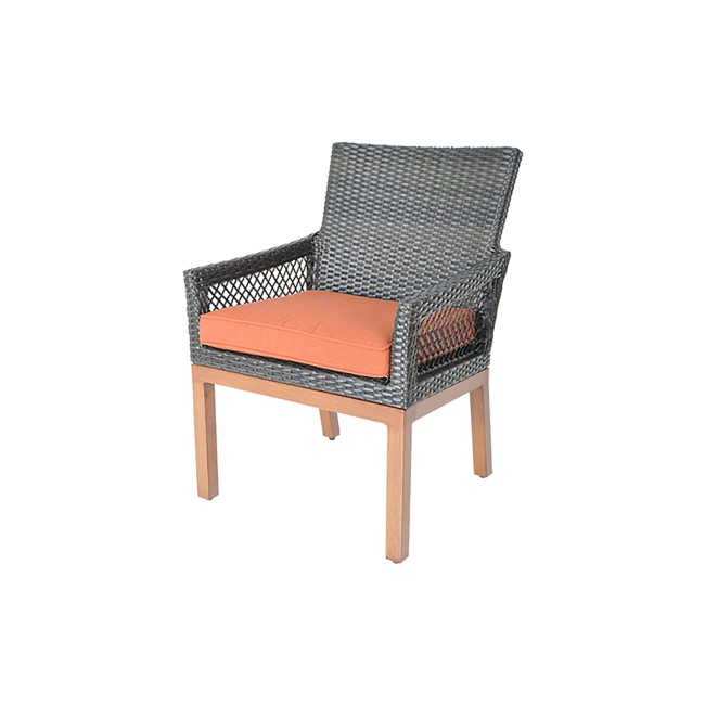 Metropolitan Grey Rattan Garden Chair with Orange Cushion