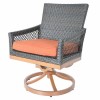 Metropolitan Grey Rattan Swivel Chair with Orange Cushion