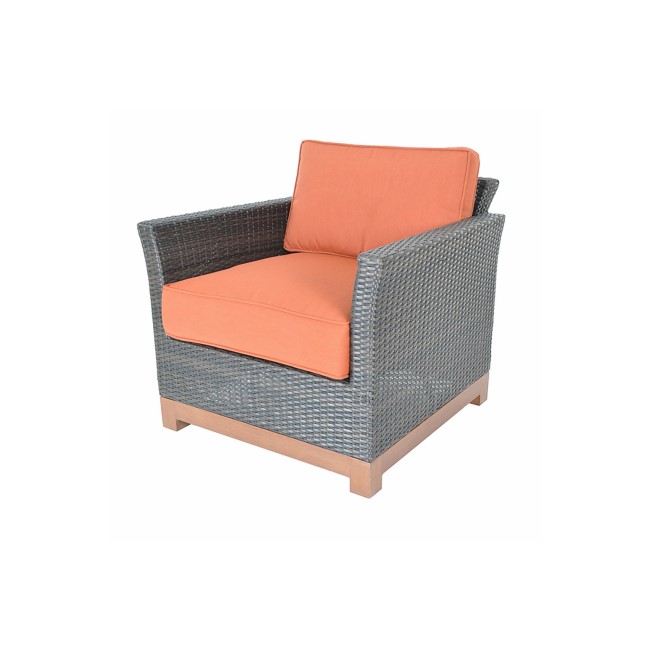 Metropolitan Grey Rattan Chair with Orange Cushions
