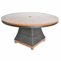 Metropolitan 60" Round Garden Dining Table in Grey Wicker