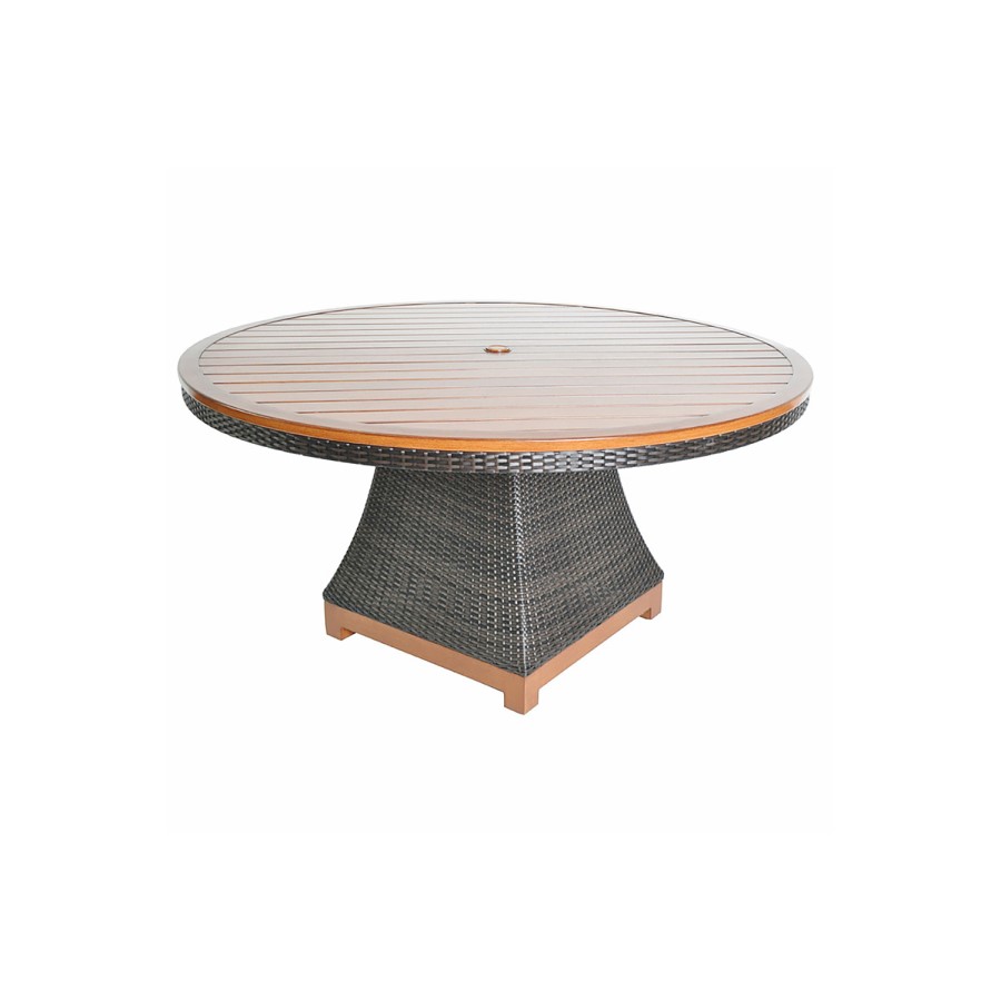 Metropolitan 60" Round Garden Dining Table in Grey Wicker