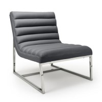 Darwin Faux Leather Grey Modern Accent Chair