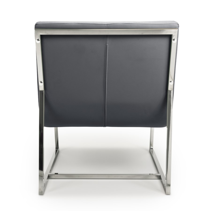 Darwin Faux Leather Grey Modern Accent Chair