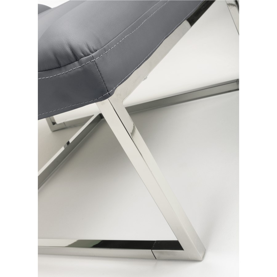 Darwin Faux Leather Grey Modern Accent Chair