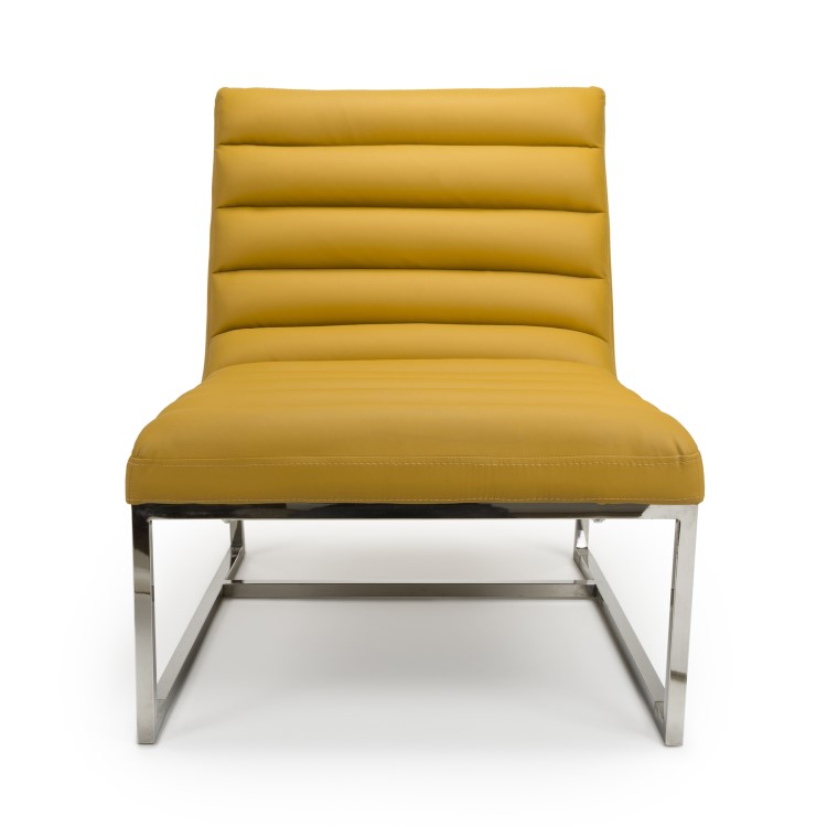 Darwin Faux Leather Yellow Modern Accent Chair