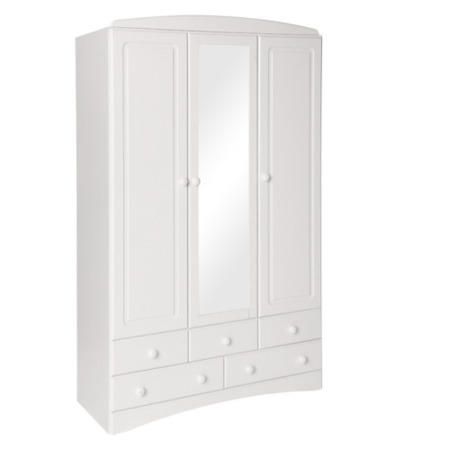 Furniture To Go Scandi 3 Door 5 Drawer Robe With Mirror In White