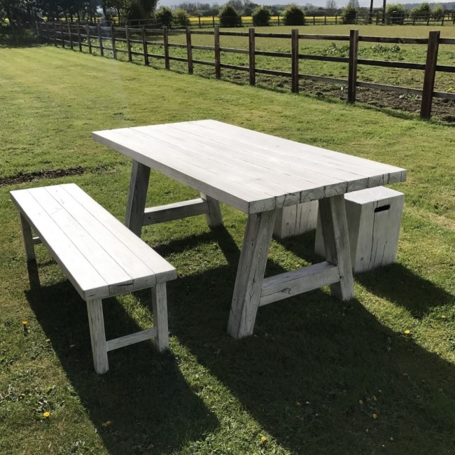 White Wooden Garden Bench