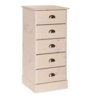 Furniture To Go Terra 5 Drawer Narrow Chest In  Whitewash Pine